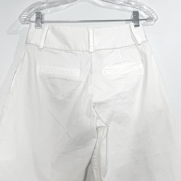 NILI LOTAN Wide Leg Cropped Pants 00 Ivory High Waist Raw Hem - Picture 6 of 8